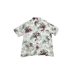 Caribbean Joe Shirt Mens Medium Multicolor Floral Hawaiian Short Sleeve Rayon